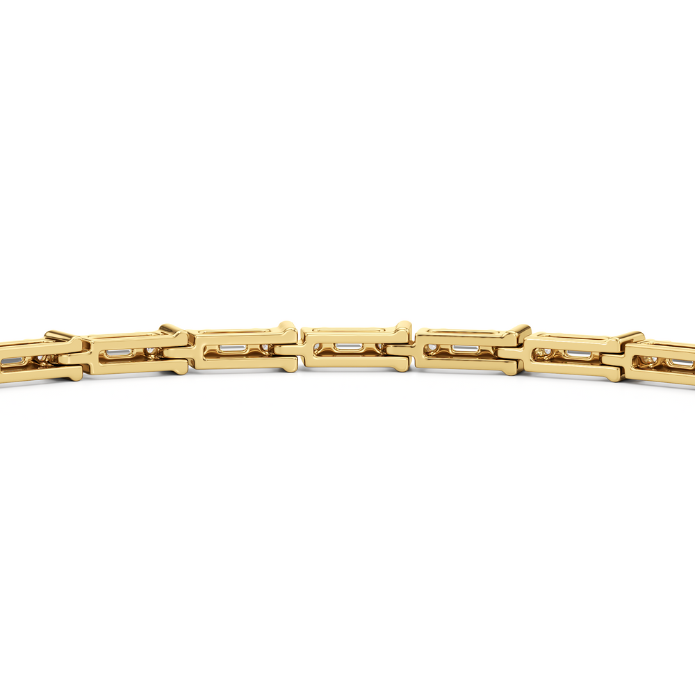 East West Baguette Tennis Bracelet with 1 Cut Diamond in 14KT Yellow Gold view 7
