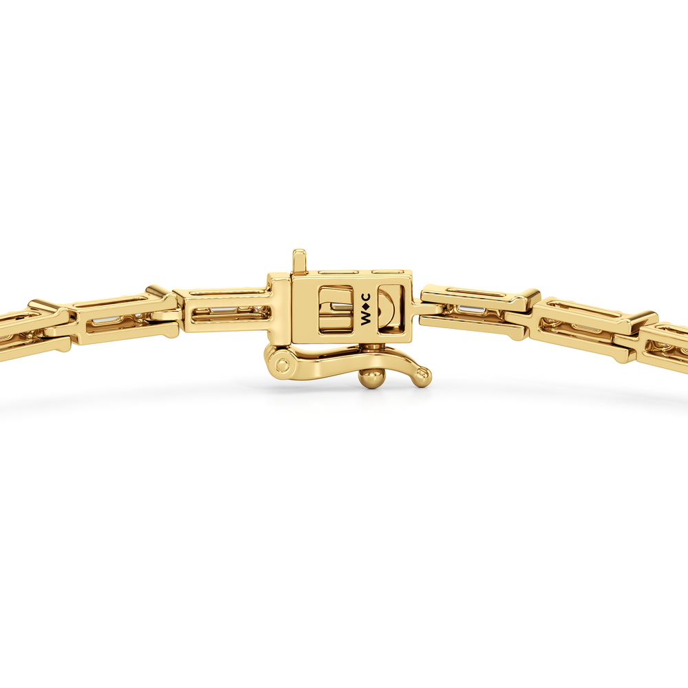 East West Baguette Tennis Bracelet with 1 Cut Diamond in 14KT Yellow Gold view 8
