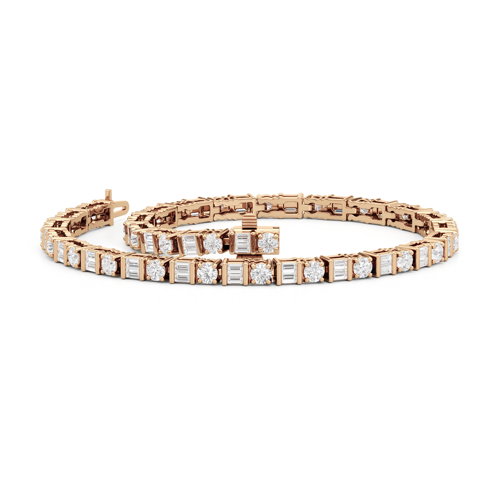 Mosaic Tennis Bracelet with 3 Cut Diamond in 14KT Rose Gold view 3
