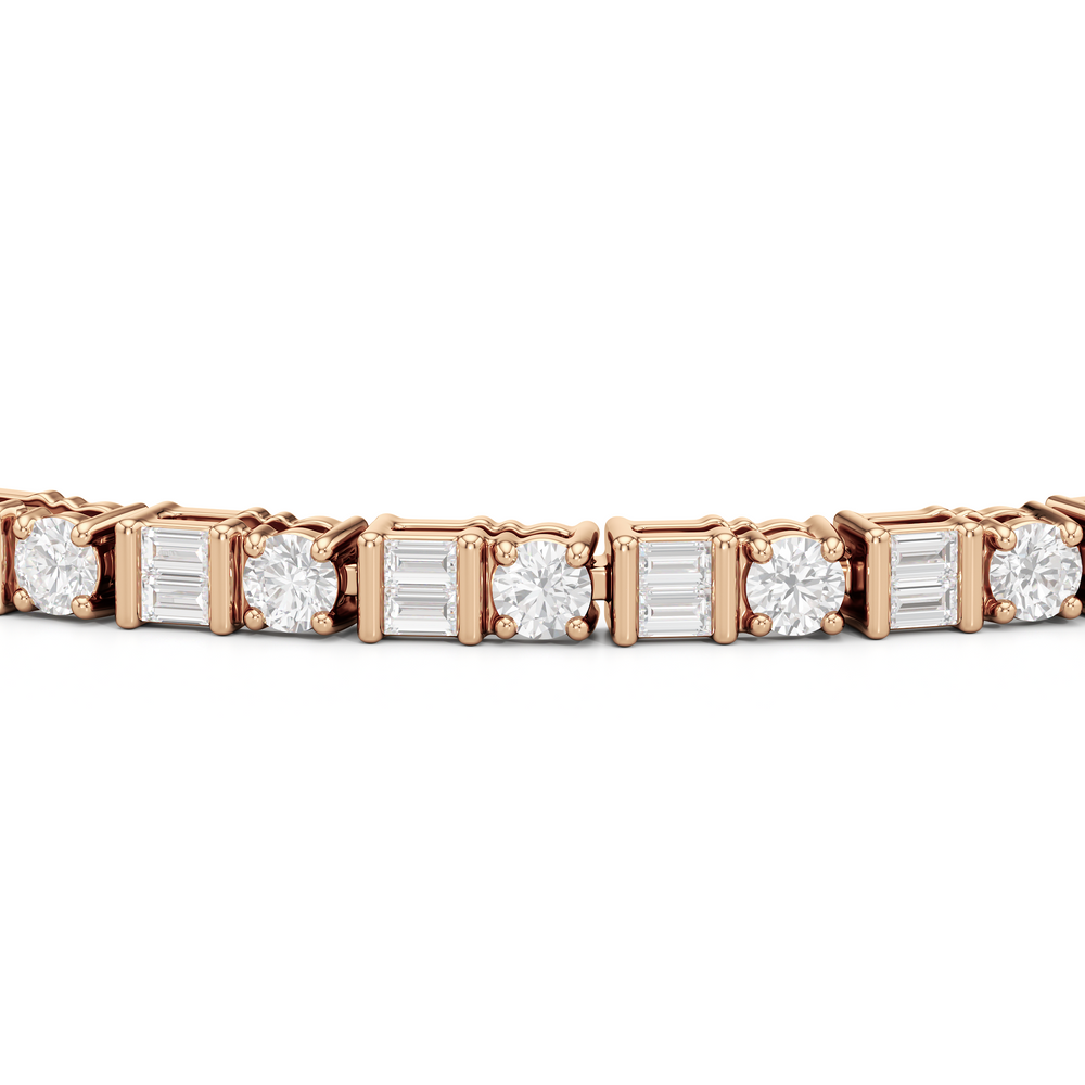 Mosaic Tennis Bracelet with 3 Cut Diamond in 14KT Rose Gold view 6
