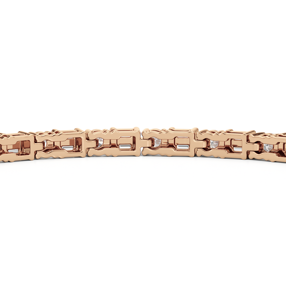 Mosaic Tennis Bracelet with 3 Cut Diamond in 14KT Rose Gold view 7
