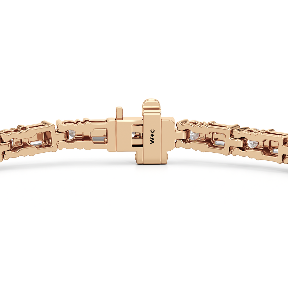 Mosaic Tennis Bracelet with 3 Cut Diamond in 14KT Rose Gold view 8
