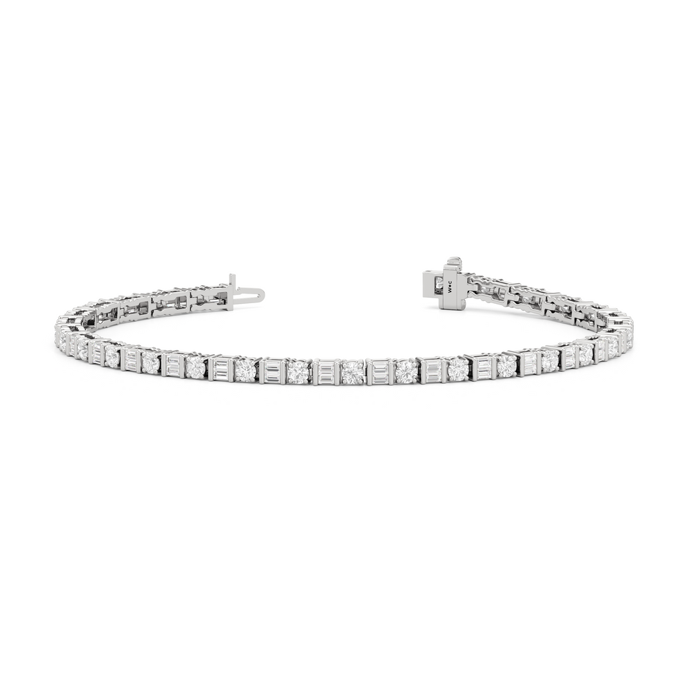 Mosaic Tennis Bracelet with 3 Cut Diamond in 14KT White Gold view 2
