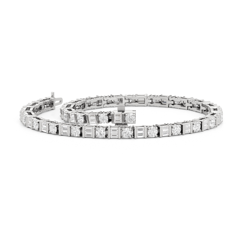 Mosaic Tennis Bracelet with 3 Cut Diamond in 14KT White Gold view 3
