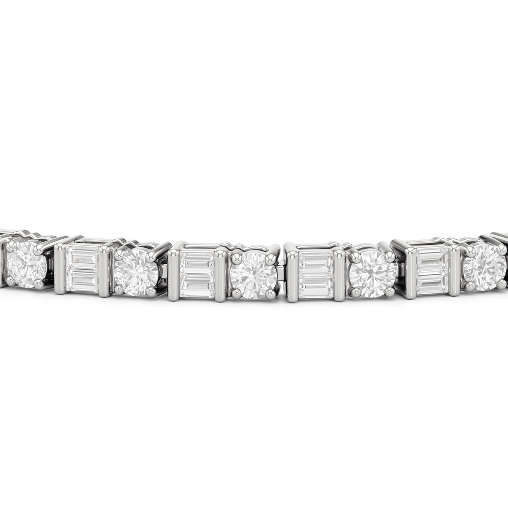 Mosaic Tennis Bracelet with 3 Cut Diamond in 14KT White Gold view 6
