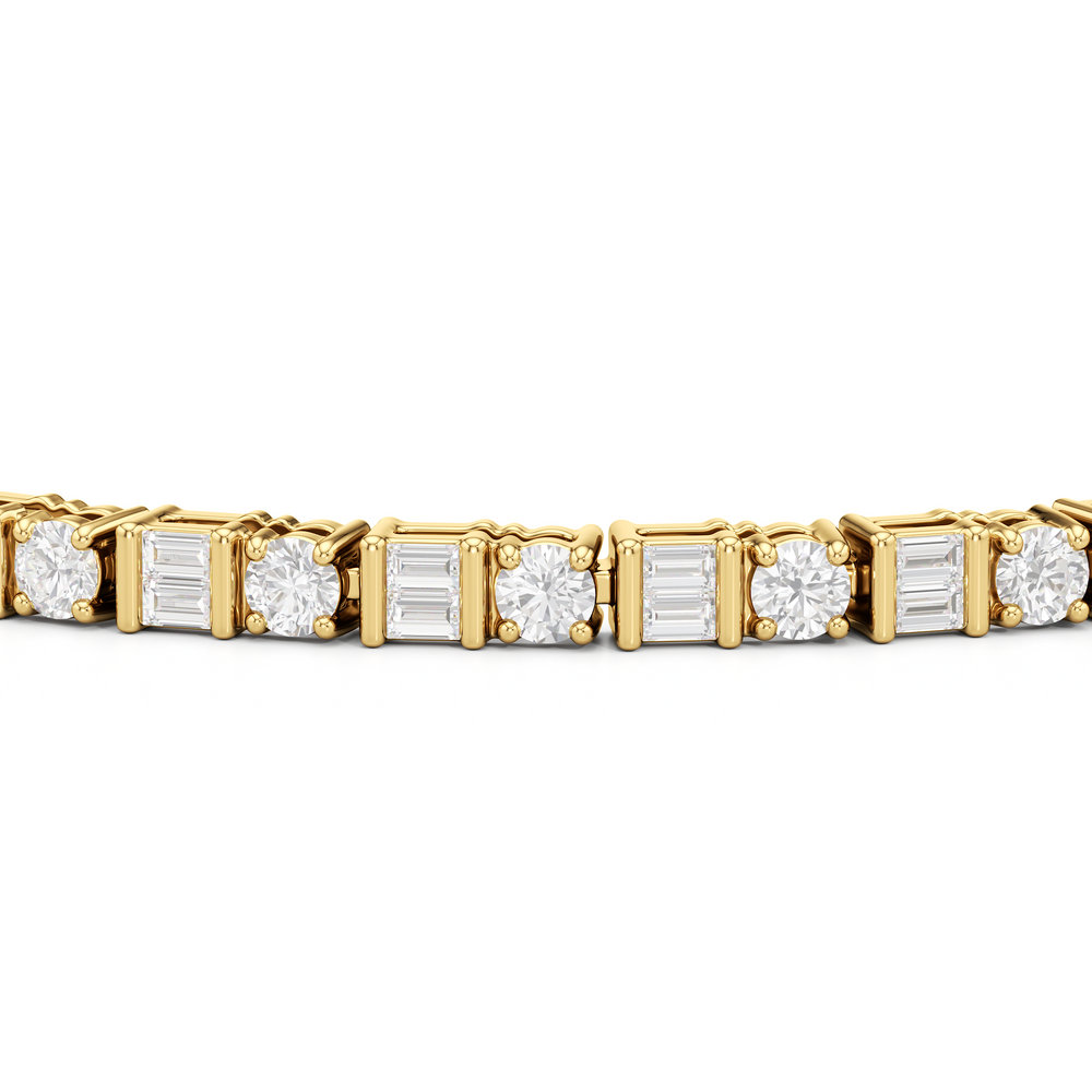 Mosaic Tennis Bracelet with 3 Cut Diamond in 14KT Yellow Gold view 6
