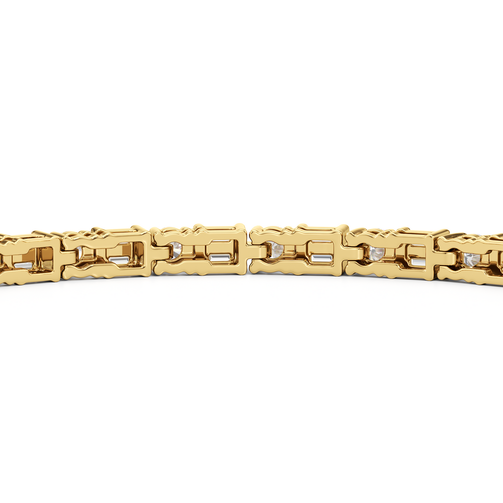 Mosaic Tennis Bracelet with 3 Cut Diamond in 14KT Yellow Gold view 7

