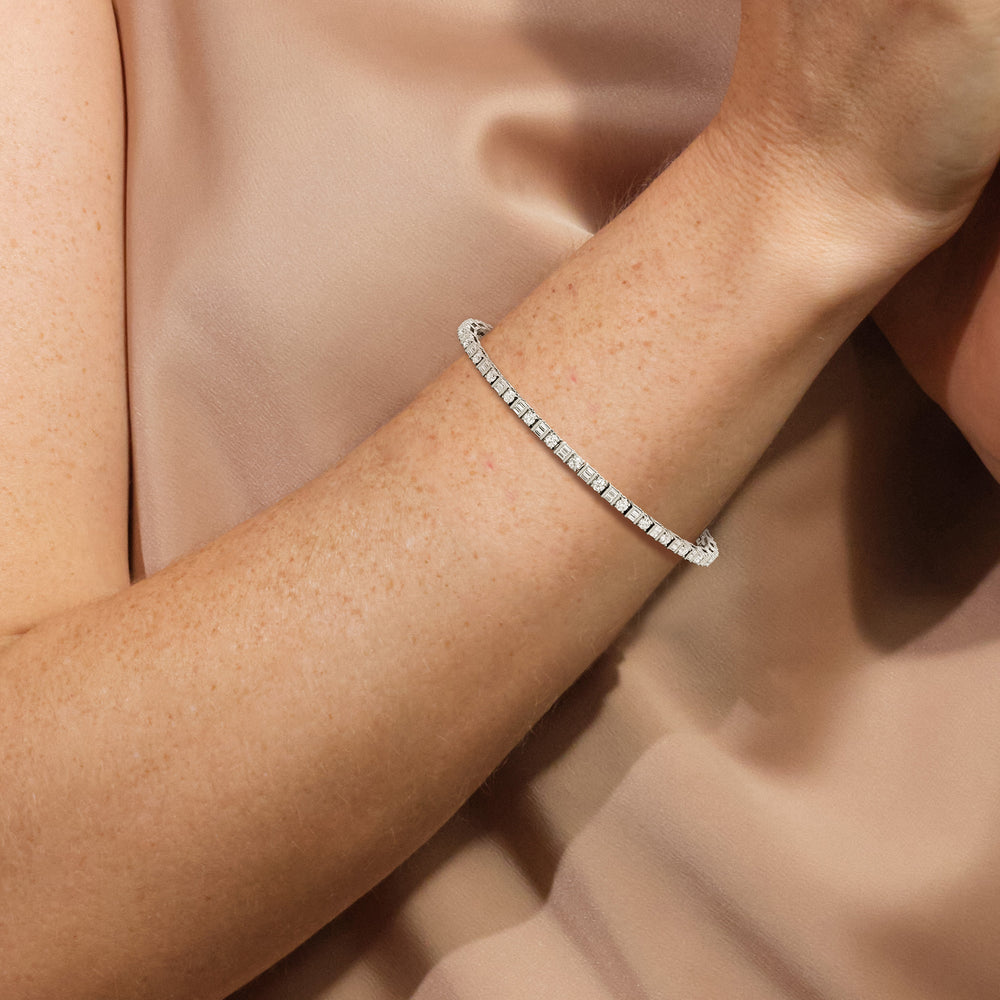 Mosaic Tennis Bracelet with 3 Cut Diamond in 14KT Rose Gold view 4
