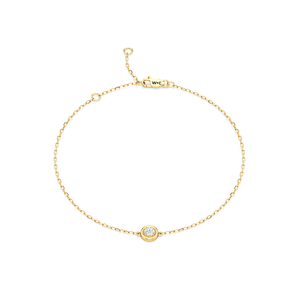 The Jane Bezel Bracelet with Lab Cut Diamond in 14KT Yellow Gold view 1
