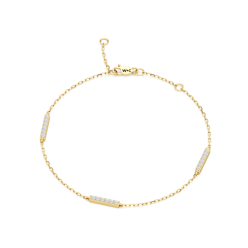 The Serena Stacker Bracelet with Lab Cut Diamond in 14KT Yellow Gold view 1
