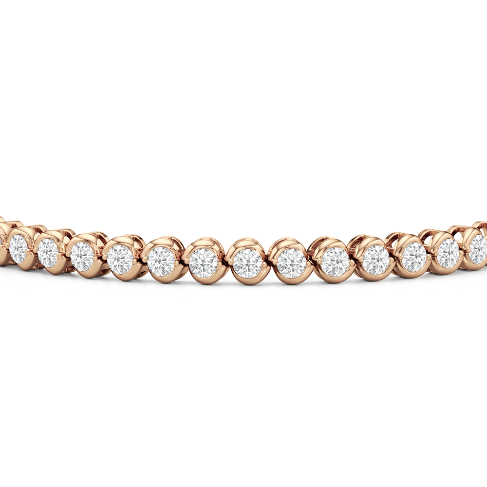 The Emilie Tennis Bracelet with Lab Cut Diamond in 14KT Rose Gold view 5
