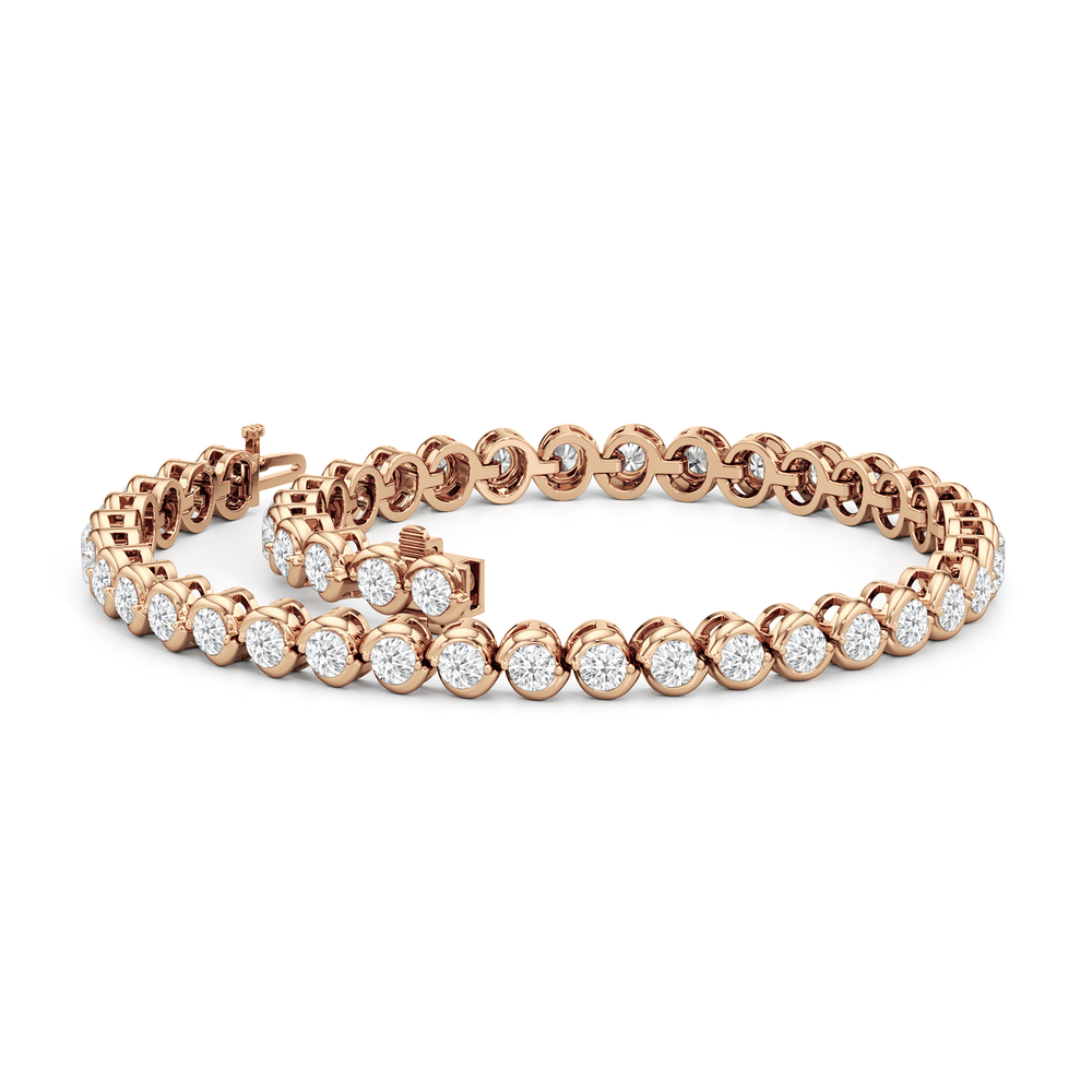The Emilie Tennis Bracelet with Lab Cut Diamond in 14KT Rose Gold view 4
