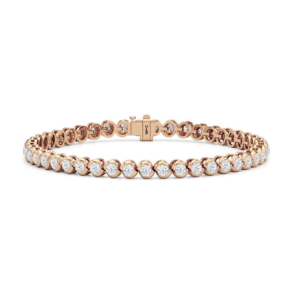 The Emilie Tennis Bracelet with Lab Cut Diamond in 14KT Rose Gold view 1
