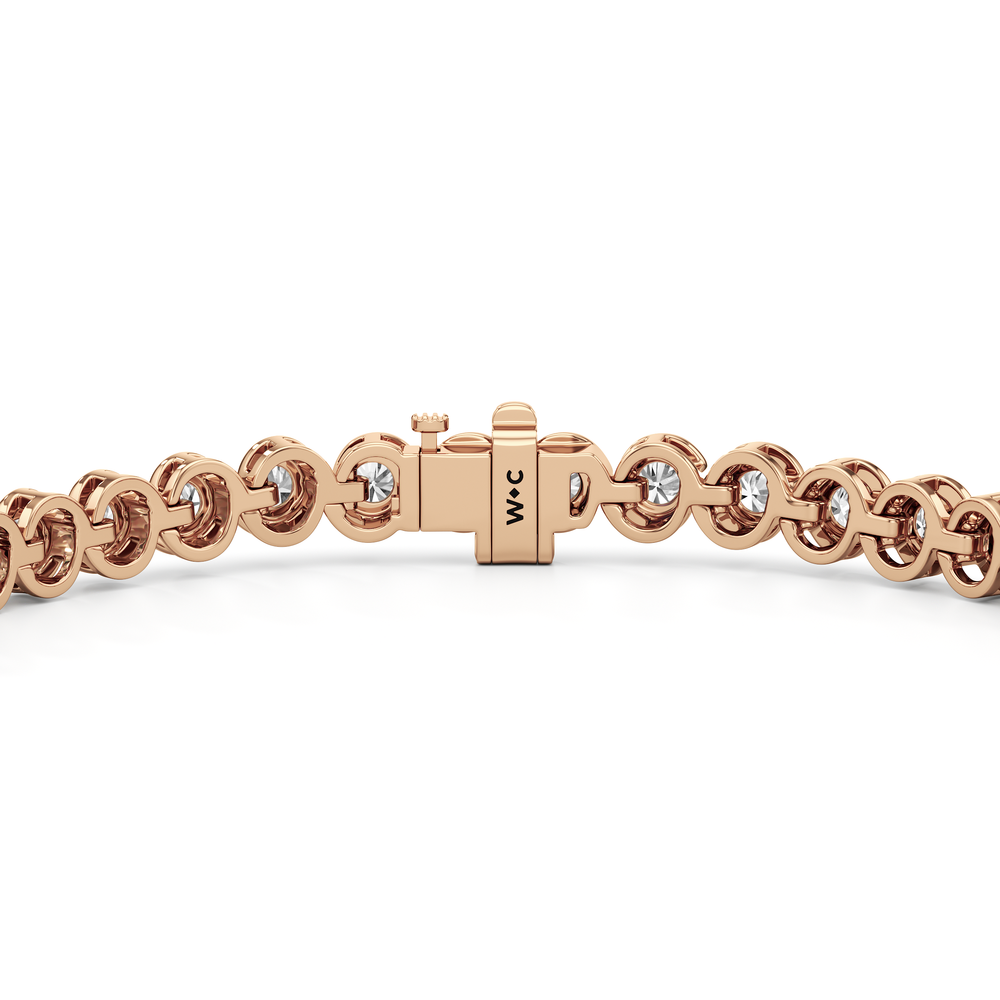 The Emilie Tennis Bracelet with Lab Cut Diamond in 14KT Rose Gold view 6
