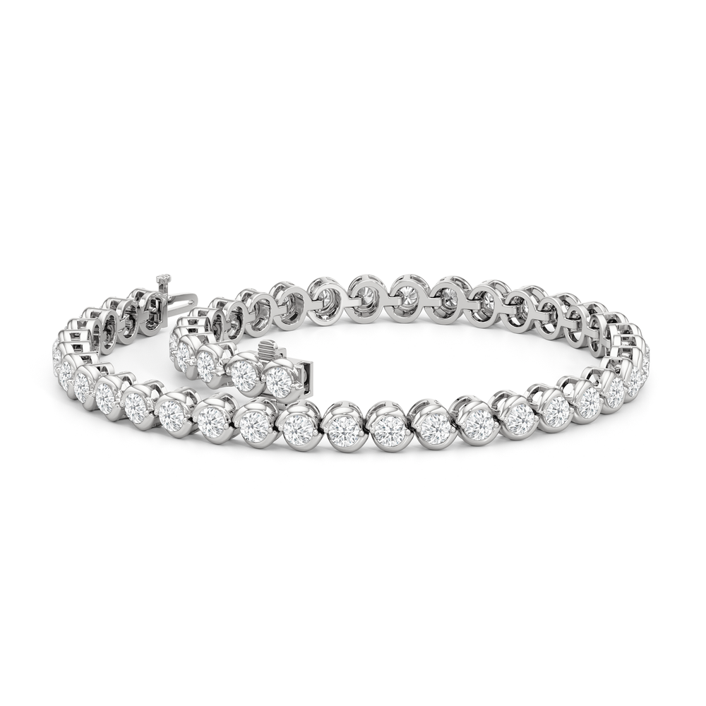 The Emilie Tennis Bracelet with Lab Cut Diamond in 14KT White Gold view 4

