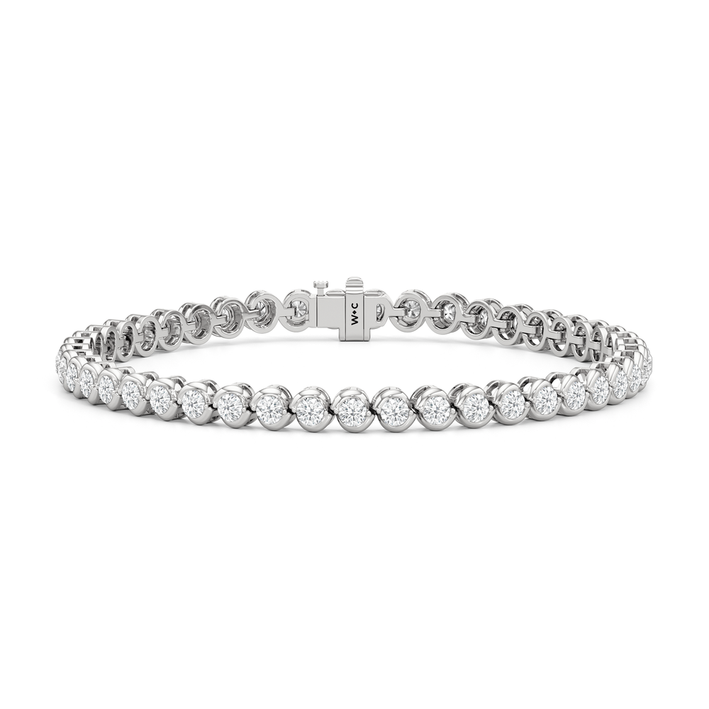The Emilie Tennis Bracelet with Lab Cut Diamond in 14KT White Gold view 1
