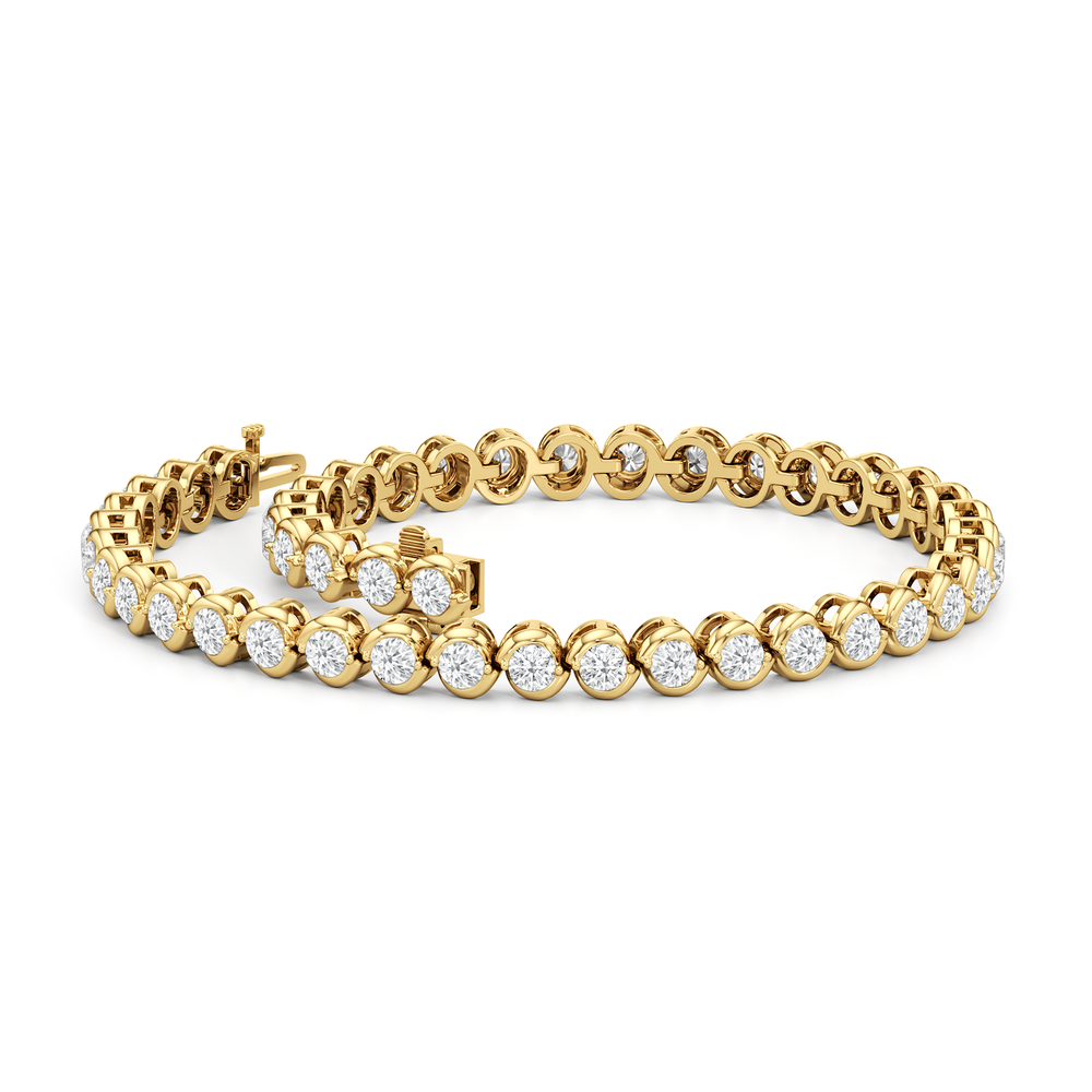 The Emilie Tennis Bracelet with Lab Cut Diamond in 14KT Yellow Gold view 4
