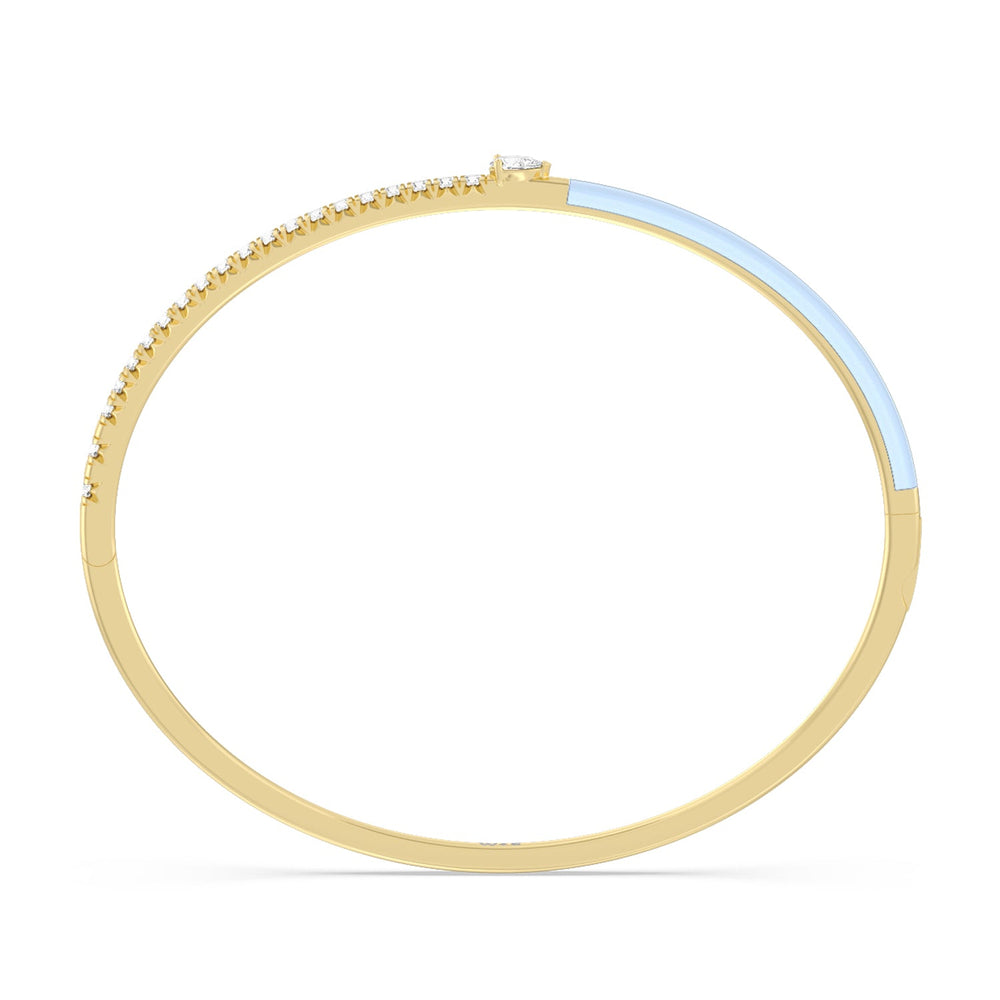 Staple Pear Diamond Bangle in Ceramic with Mist Cut Diamond in 14KT Yellow Gold view 3
