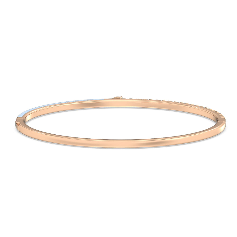 Staple Pear Diamond Bangle in Ceramic with Mist Cut Diamond in 14KT Rose Gold view 4
