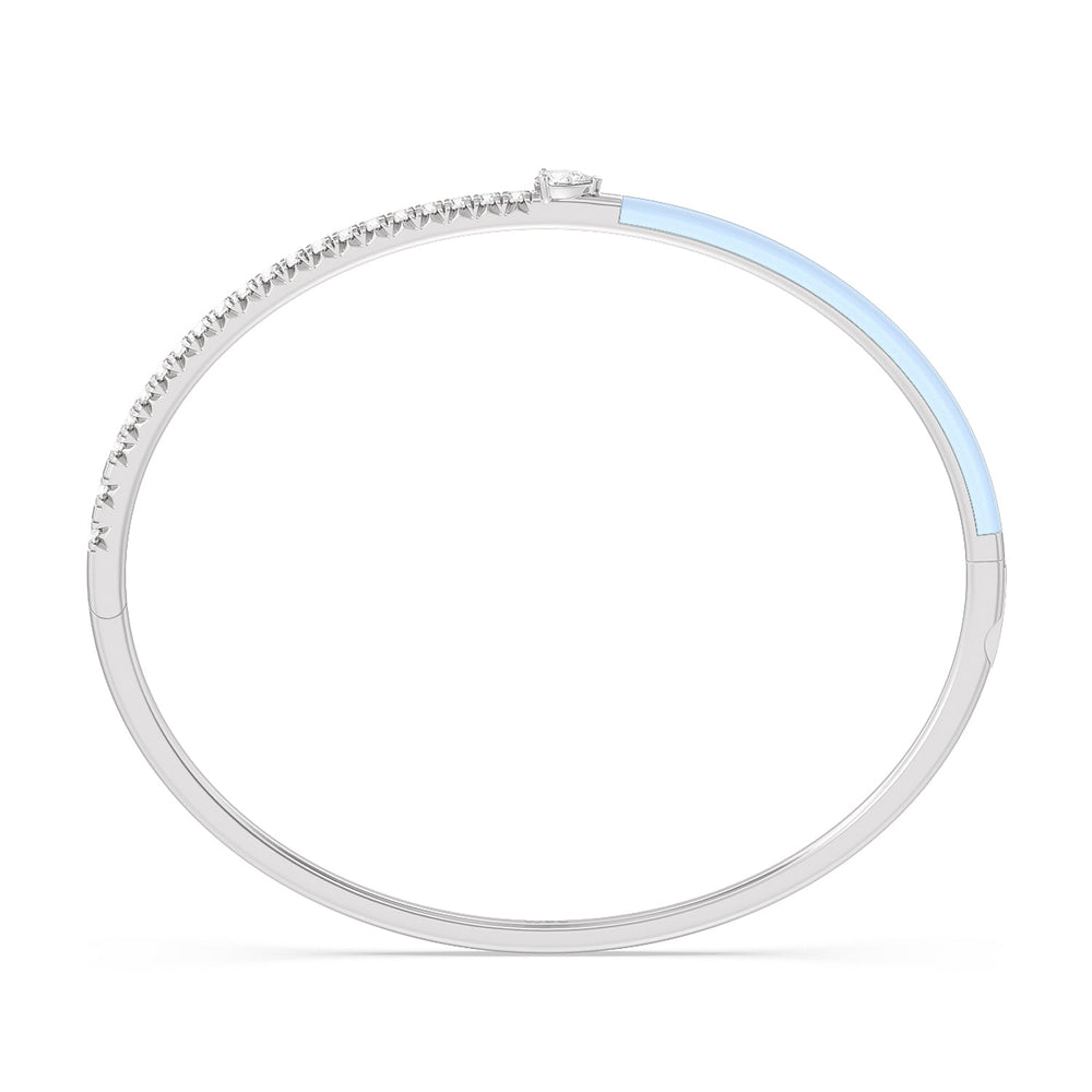 Staple Pear Diamond Bangle in Ceramic with Mist Cut Diamond in 14KT White Gold view 3
