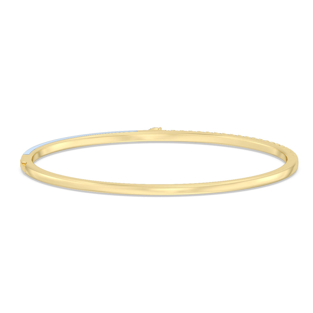 Staple Pear Diamond Bangle in Ceramic with Mist Cut Diamond in 14KT Yellow Gold view 4
