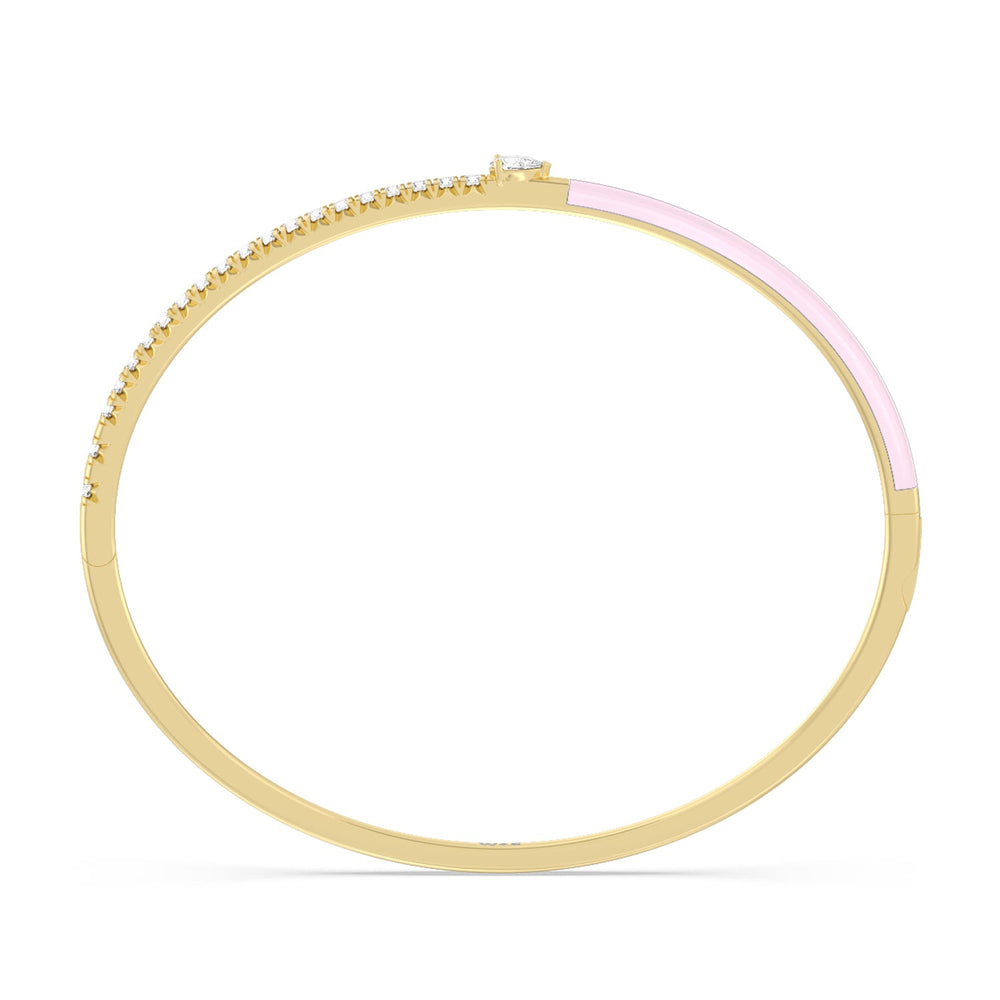 Staple Pear Diamond Bangle in Ceramic with Lavender Rose Cut Diamond in 14KT Yellow Gold view 3
