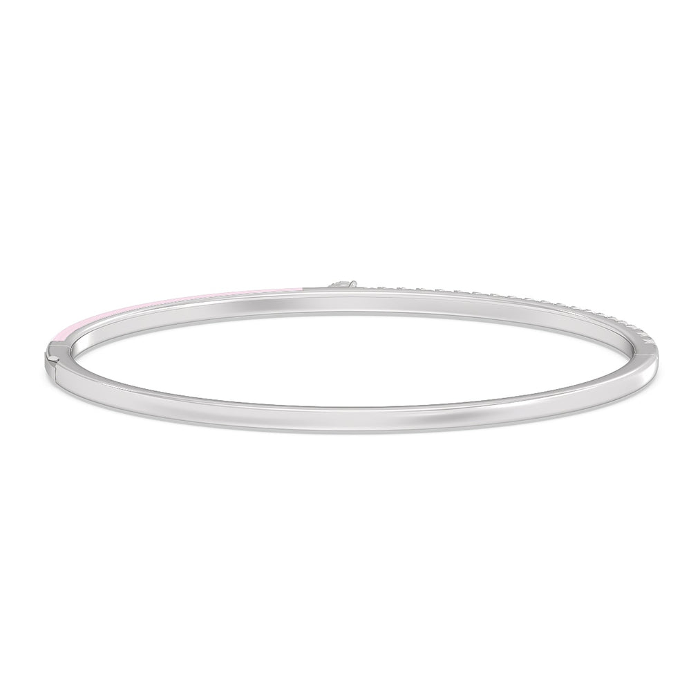 Staple Pear Diamond Bangle in Ceramic with Lavender Rose Cut Diamond in 14KT White Gold view 4
