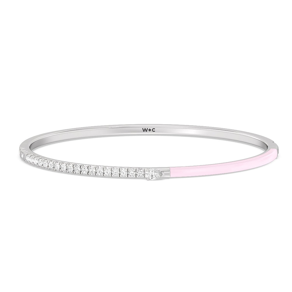 Staple Pear Diamond Bangle in Ceramic with Lavender Rose Cut Diamond in 14KT White Gold view 1
