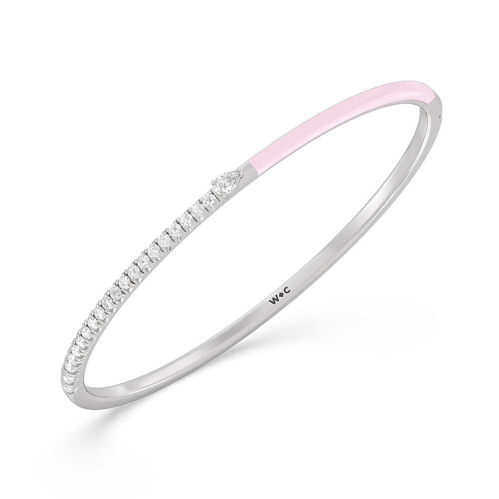 Staple Pear Diamond Bangle in Ceramic with Lavender Rose Cut Diamond in 14KT White Gold view 2
