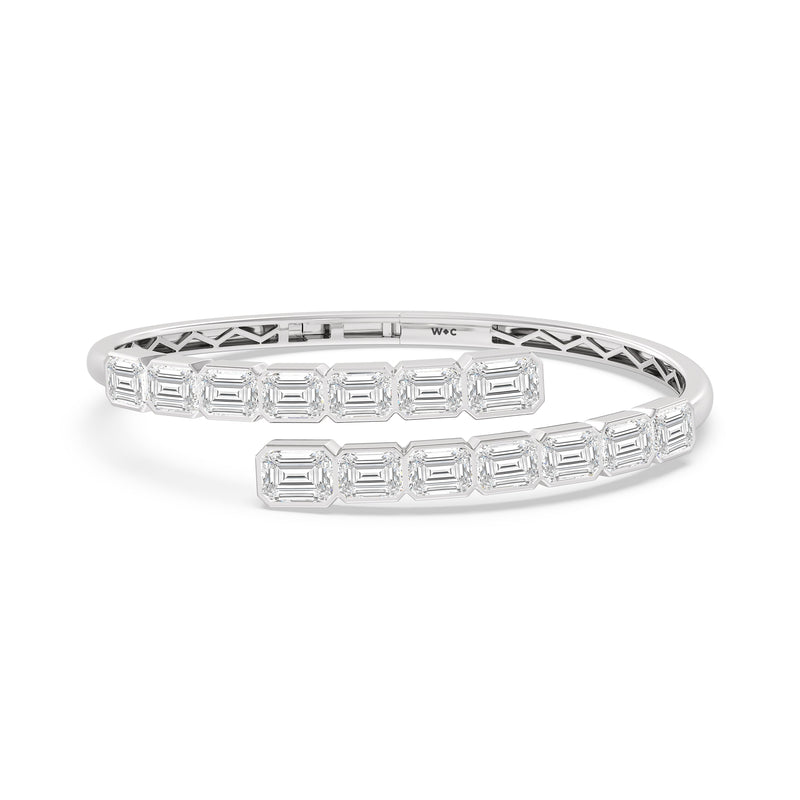 Bezel Bypass Emerald Openable Oval Bangle