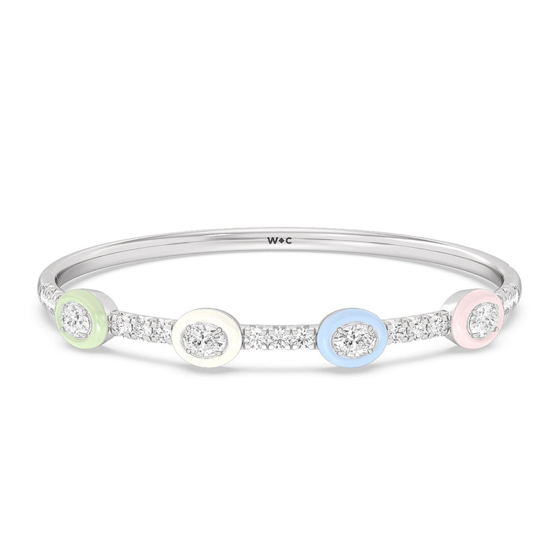 Half Pave Bezel Bangle in Ceramic