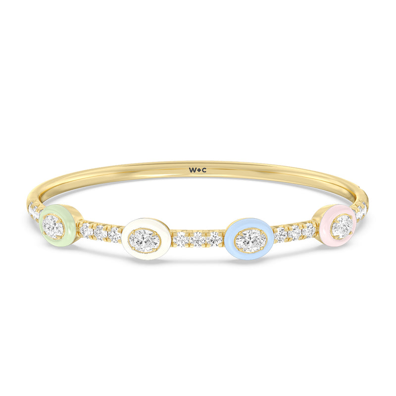 Half Pave Bezel Bangle in Ceramic