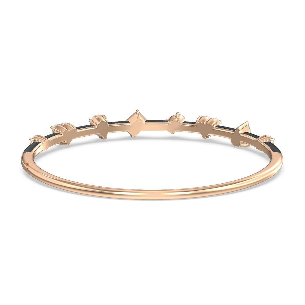 Mixed Shape Diamond Bangle in Ceramic with Midnight Cut Diamond in 14KT Rose Gold view 4
