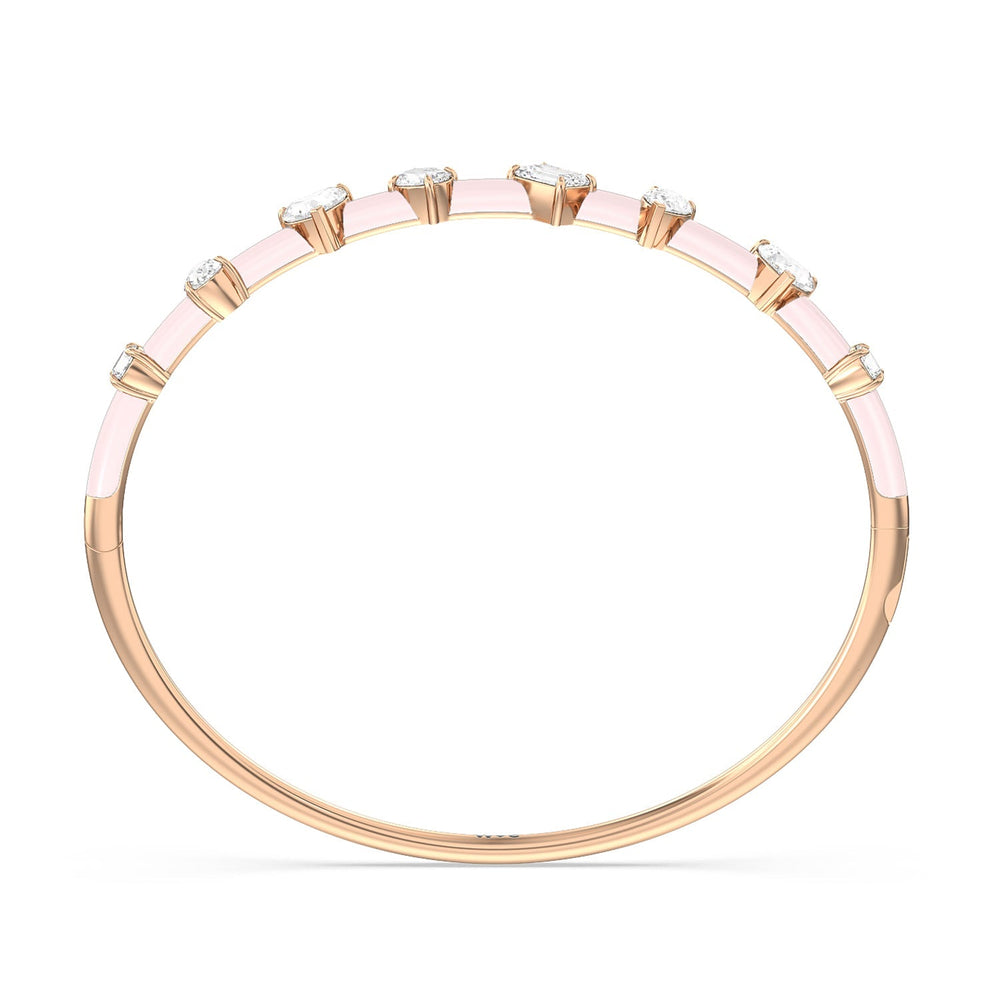 Mixed Shape Diamond Bangle in Ceramic with Lilac Blush Cut Diamond in 14KT Rose Gold view 3
