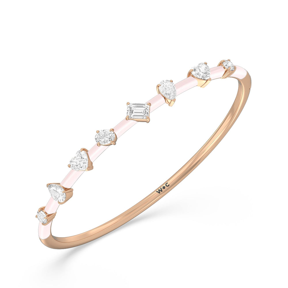 Mixed Shape Diamond Bangle in Ceramic with Lilac Blush Cut Diamond in 14KT Rose Gold view 2
