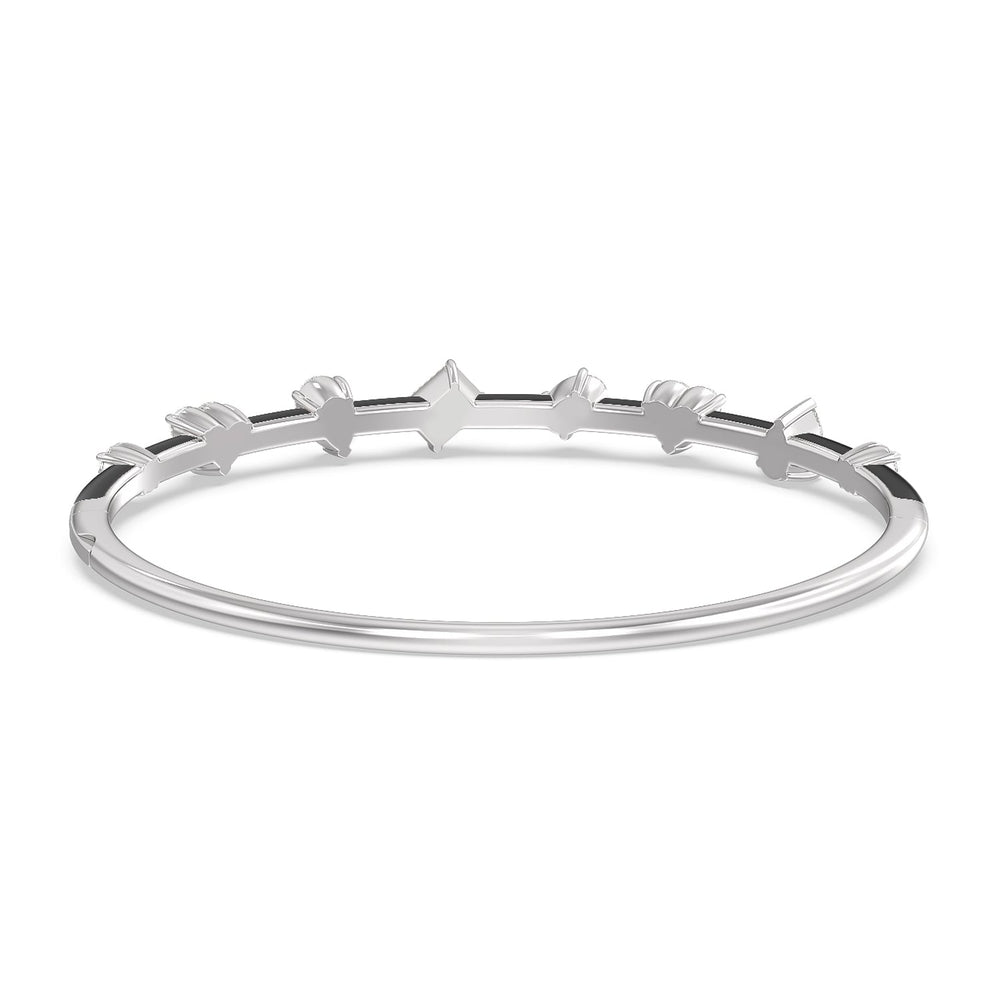 Mixed Shape Diamond Bangle in Ceramic with Midnight Cut Diamond in 14KT White Gold view 4
