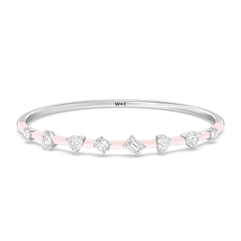 Mixed Shape Diamond Bangle in Ceramic