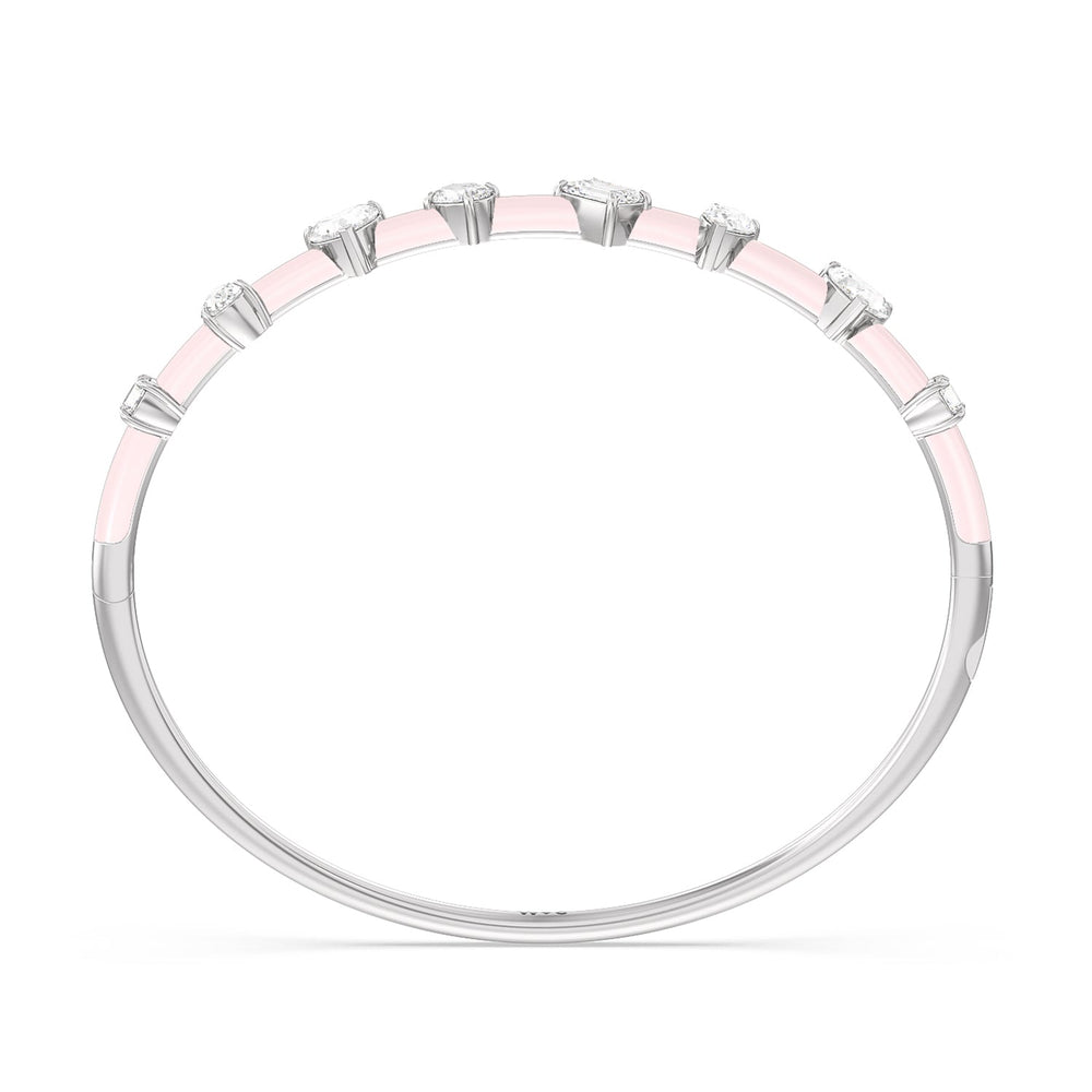Mixed Shape Diamond Bangle in Ceramic with Lilac Blush Cut Diamond in 14KT White Gold view 3
