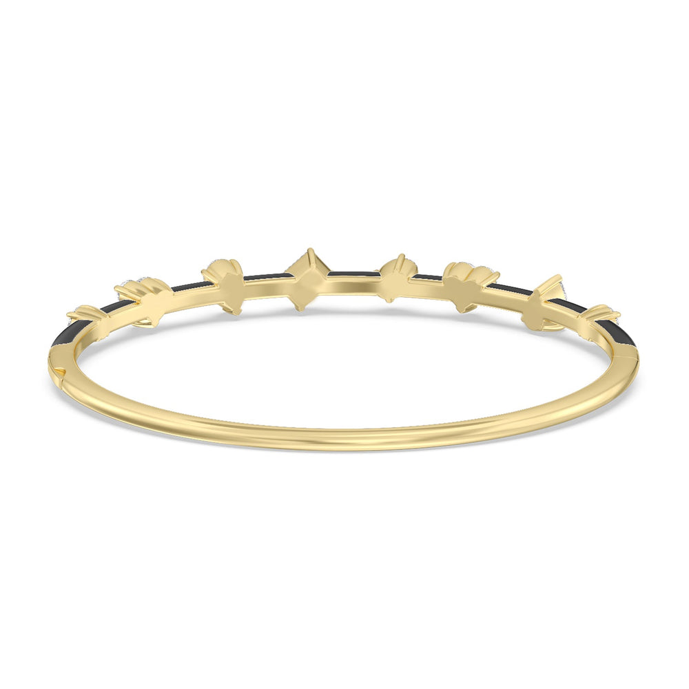 Mixed Shape Diamond Bangle in Ceramic with Midnight Cut Diamond in 14KT Yellow Gold view 4
