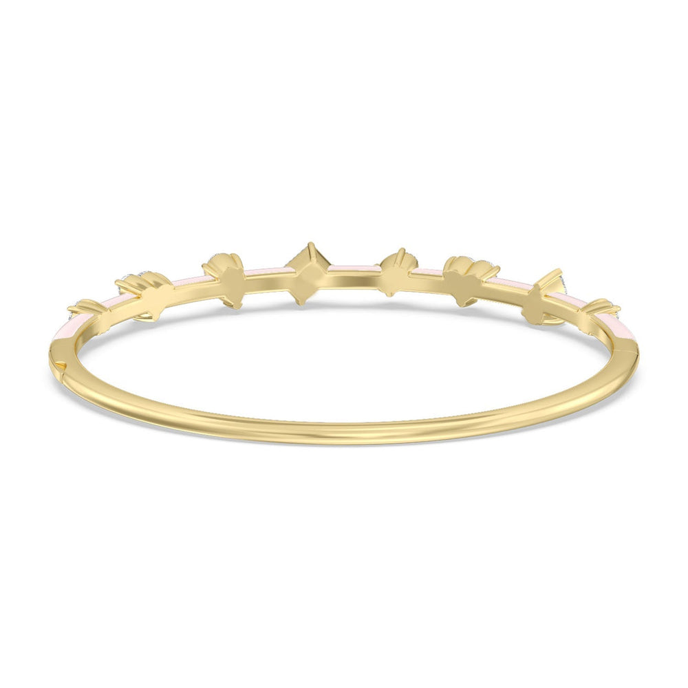 Mixed Shape Diamond Bangle in Ceramic with Lilac Blush Cut Diamond in 14KT Yellow Gold view 4
