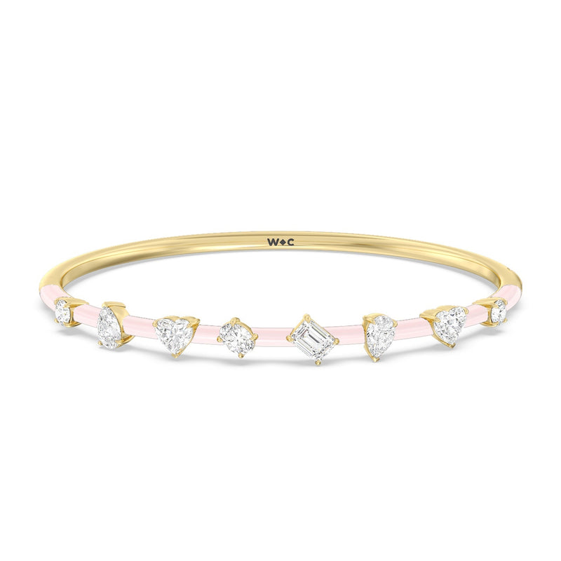 Mixed Shape Diamond Bangle in Ceramic