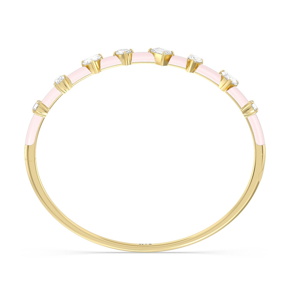 Mixed Shape Diamond Bangle in Ceramic with Lilac Blush Cut Diamond in 14KT Yellow Gold view 3
