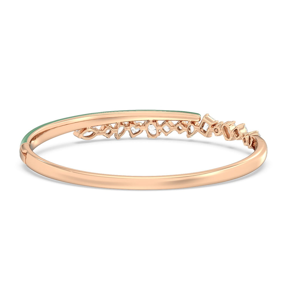 Split Mixed Shape Bangle in Ceramic with Evergreen Cut Diamond in 14KT Rose Gold view 4
