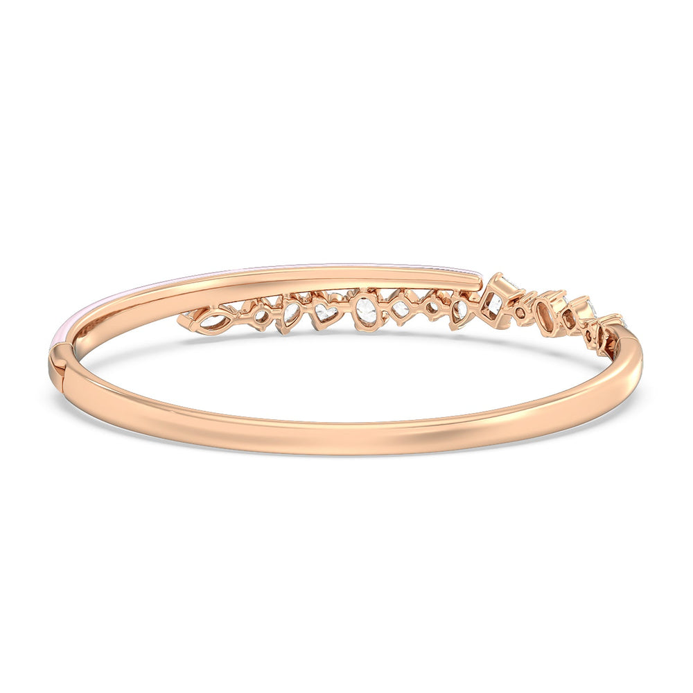 Split Mixed Shape Bangle in Ceramic with Lavender Rose Cut Diamond in 14KT Rose Gold view 4
