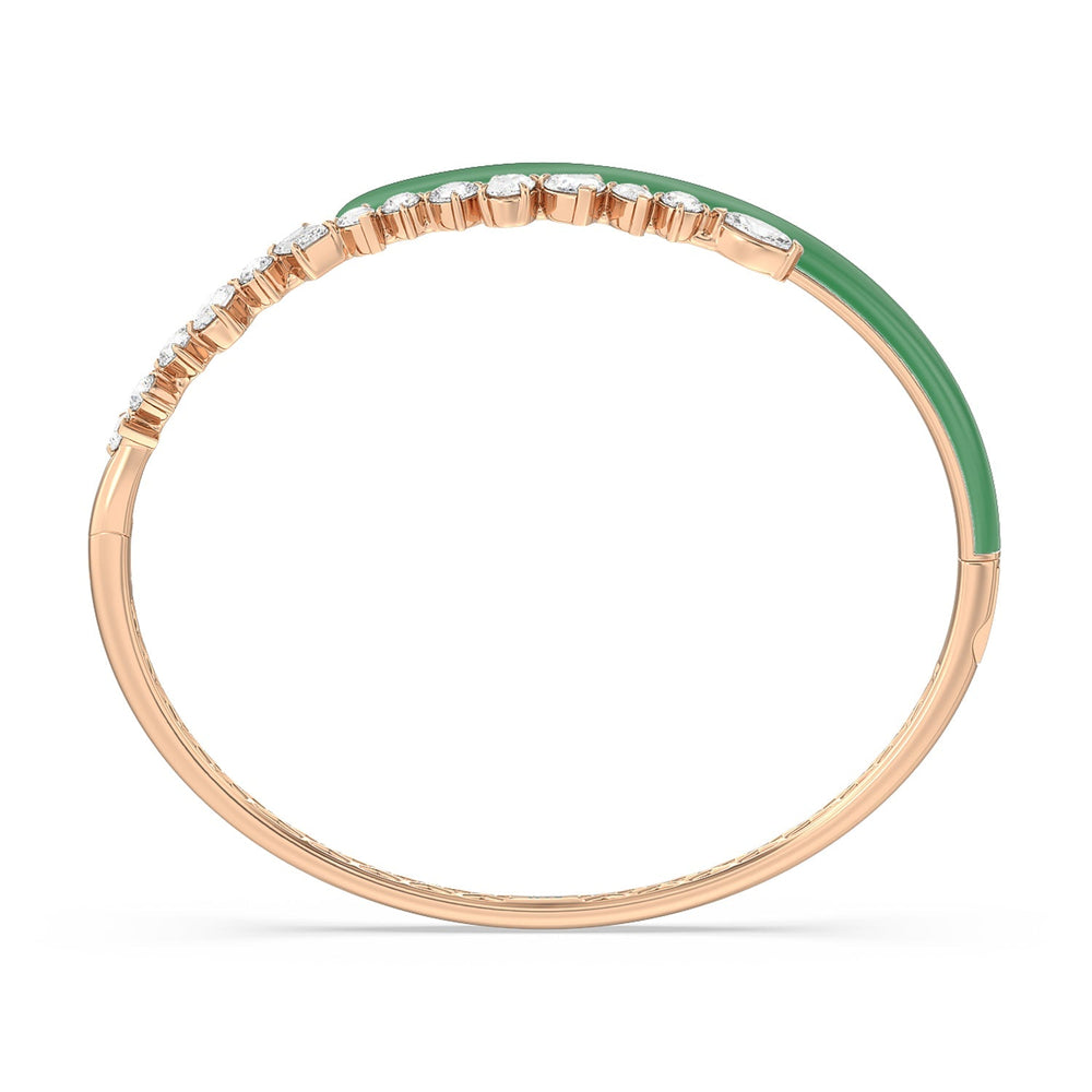 Split Mixed Shape Bangle in Ceramic with Evergreen Cut Diamond in 14KT Rose Gold view 3
