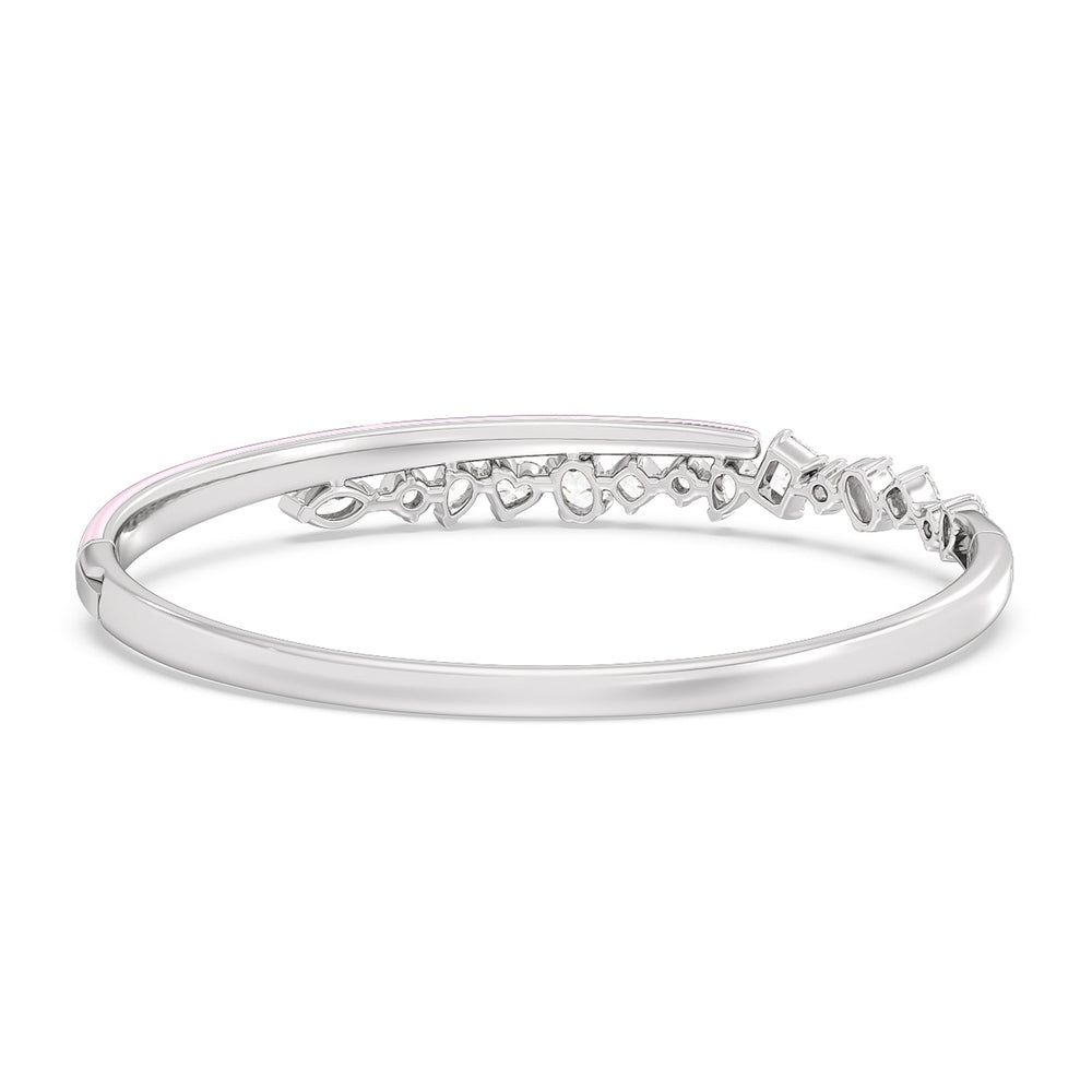 Split Mixed Shape Bangle in Ceramic with Lavender Rose Cut Diamond in 14KT White Gold view 4
