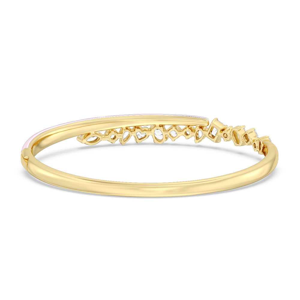 Split Mixed Shape Bangle in Ceramic with Lavender Rose Cut Diamond in 14KT Yellow Gold view 4
