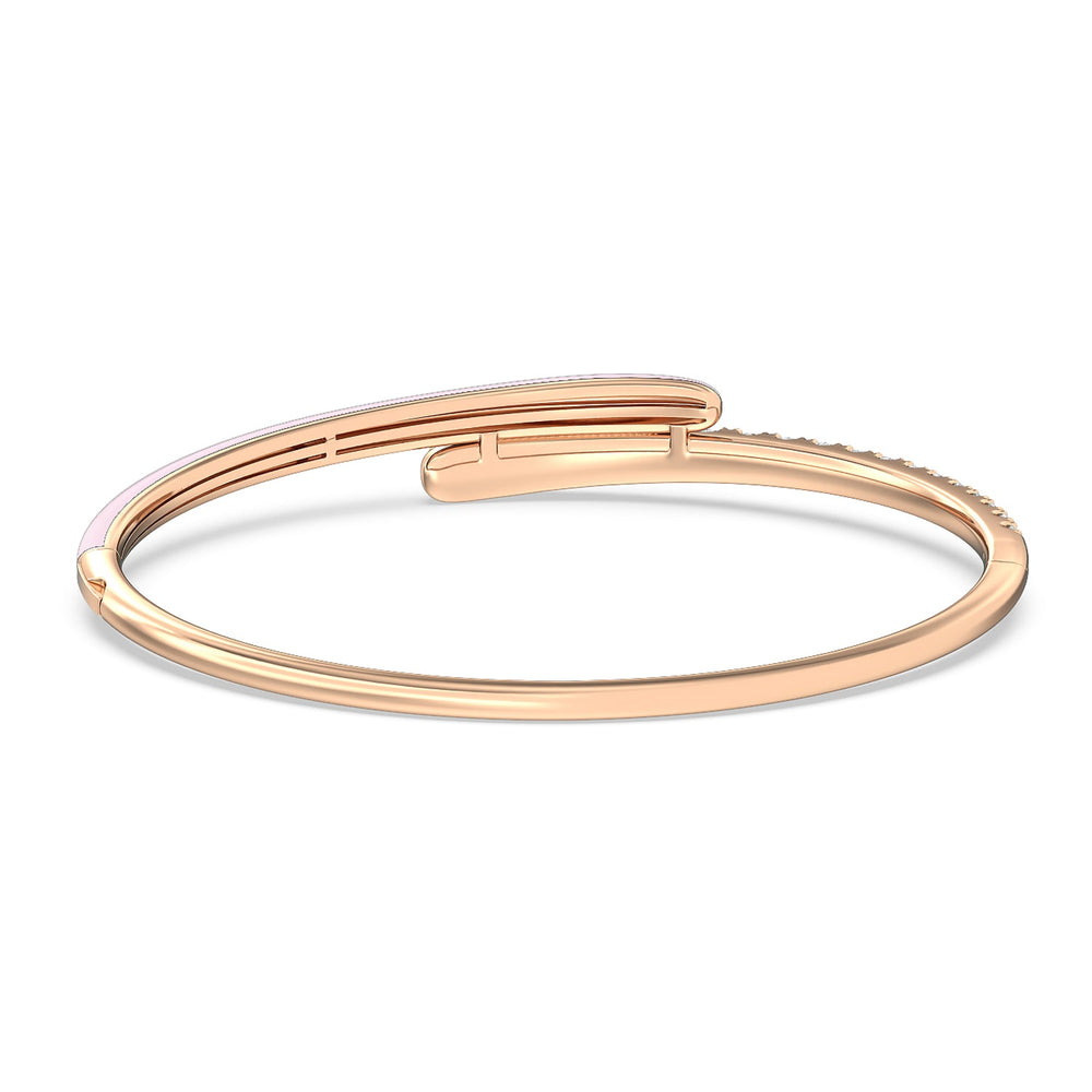 Half Diamond Bangle in Ceramic with Lavender Rose Cut Diamond in 14KT Rose Gold view 4
