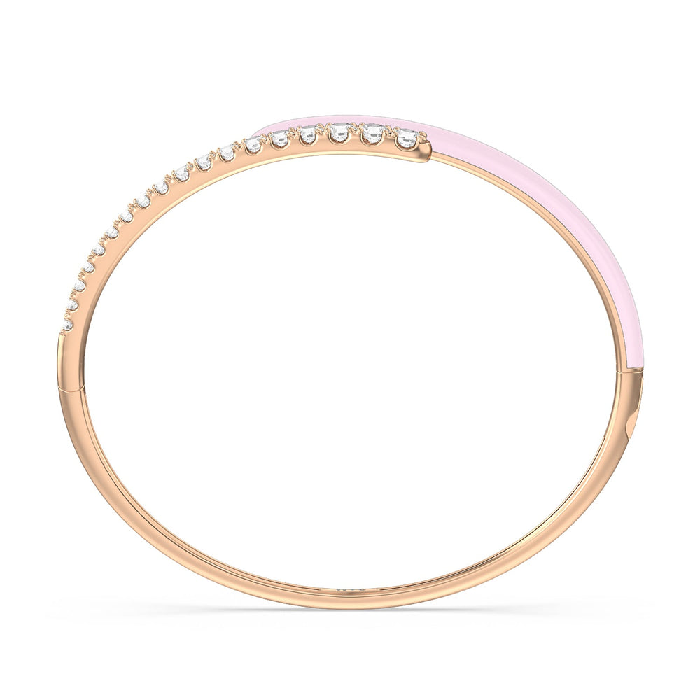 Half Diamond Bangle in Ceramic with Lavender Rose Cut Diamond in 14KT Rose Gold view 3

