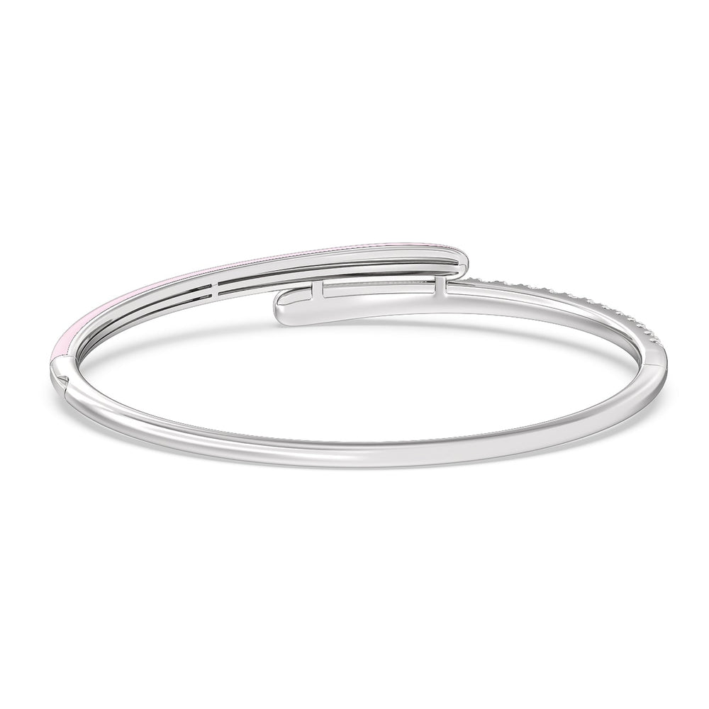 Half Diamond Bangle in Ceramic with Lavender Rose Cut Diamond in 14KT White Gold view 4

